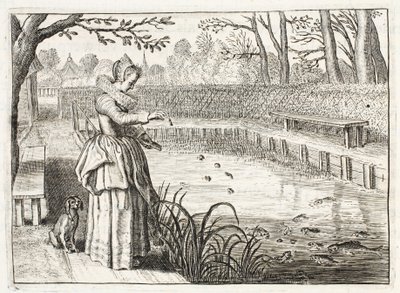 喂养鱼，来自&39;Zindsne-Werk的Emblemata&39;的插图由Johannes de Brune（1589-1658），Jan Jacobs Schipper，阿姆斯特丹，1661 作者 阿德里亚恩·彼得森·范德文纳